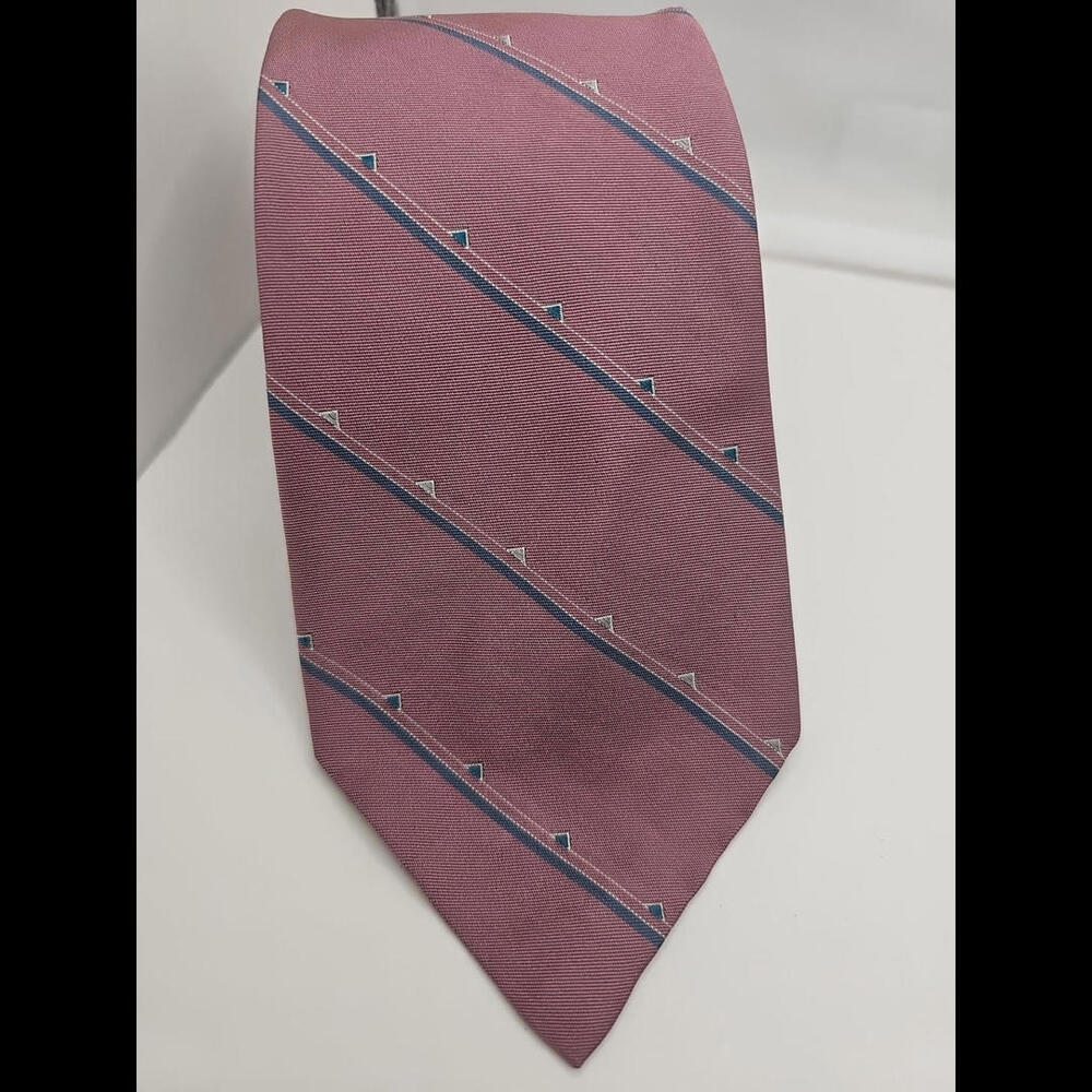 Vintage‎ Christian Dior Men's Silk Necktie Tie Pink Blue Striped  3.25 x 57